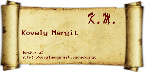 Kovaly Margit névjegykártya
